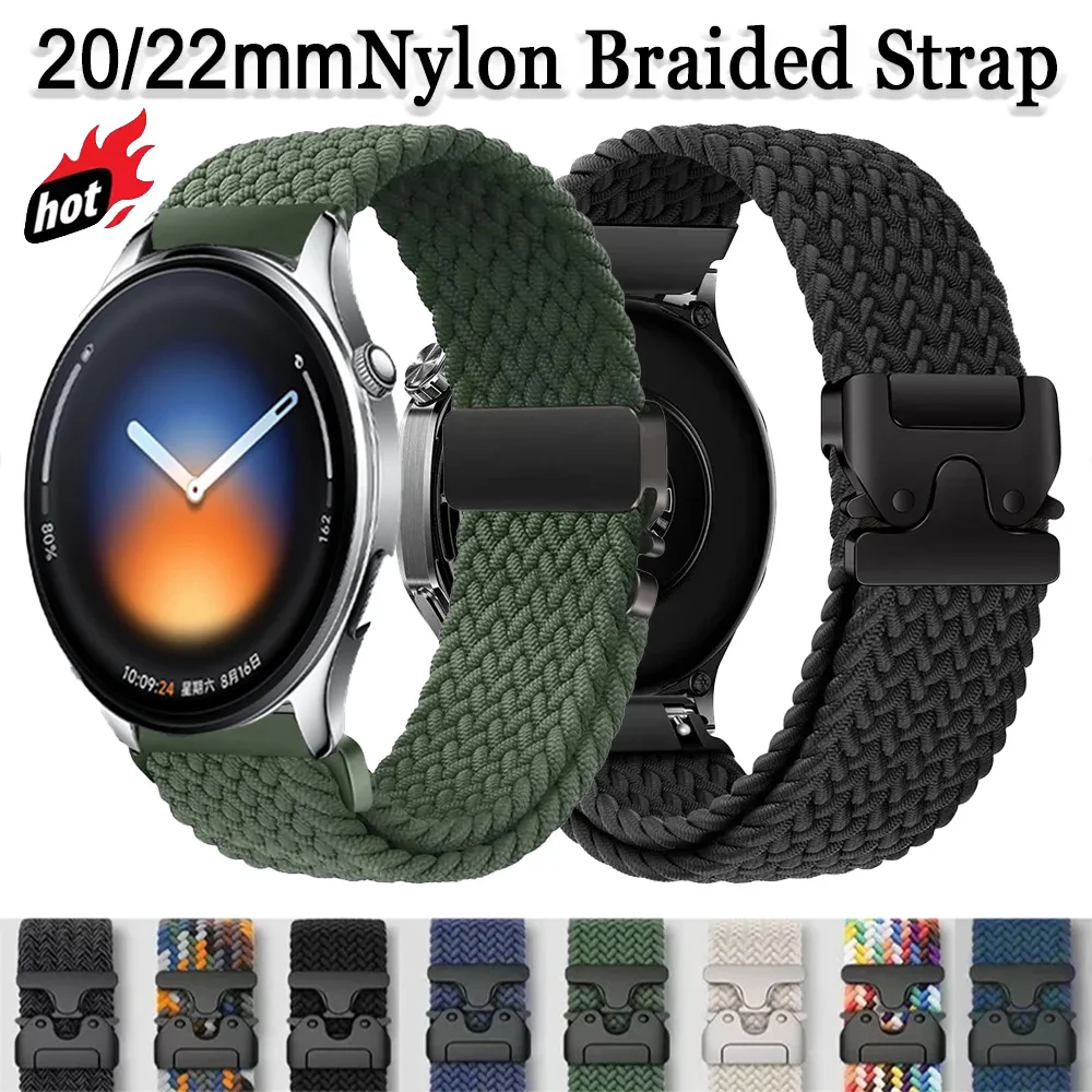 Nylon Braided Strap For Xiaomi Watch 5 S4-3-2 Parachute Buckle Sport Wristband For OPPO Watch X X2 S X3 /OnePlus Watch 4 3 Lite