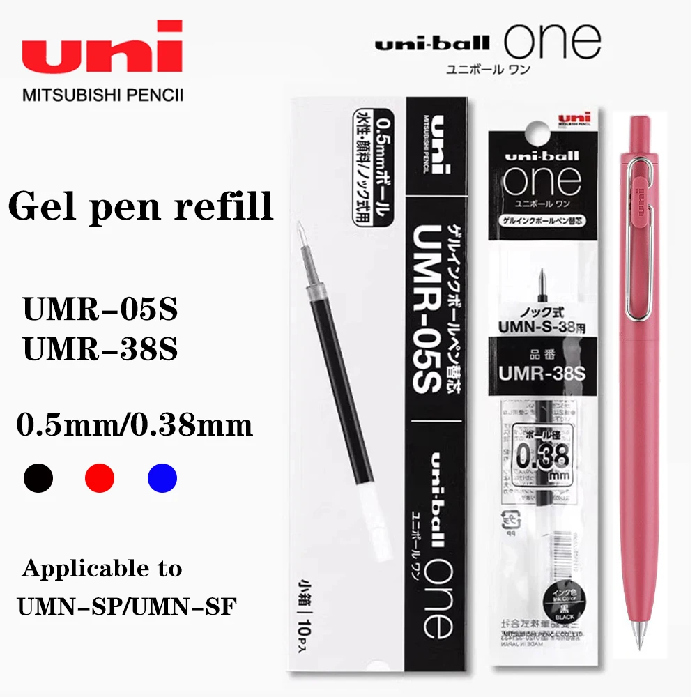 10PCS Uni-ball One Gel Pen Refill UMR-05S/UMR-38S Applicable To UMN-SP/UMN-SF Back To School Japanese Stationery 0.38mm/0.5mm