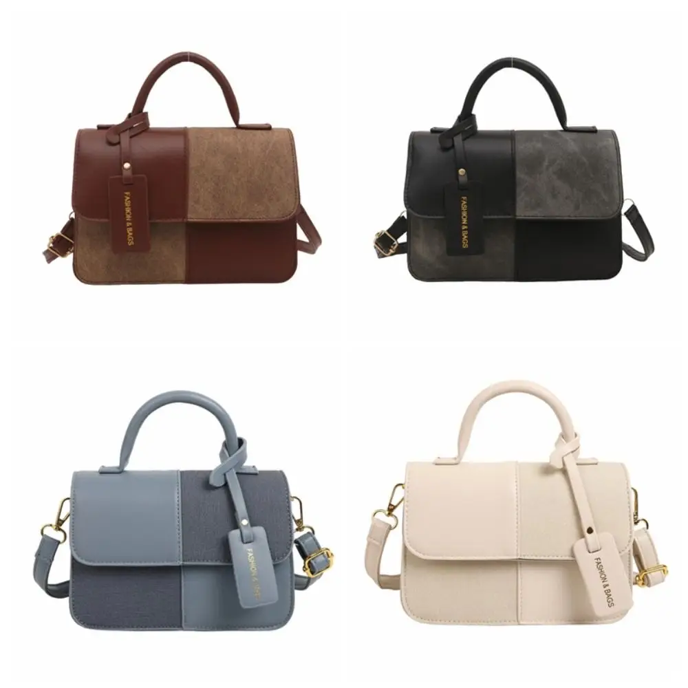 Fashion Color Blocking Women Shoulder Bag Portable Korean Style Mini Travel Bag PU Large Capacity Small Square Bag Student image 5