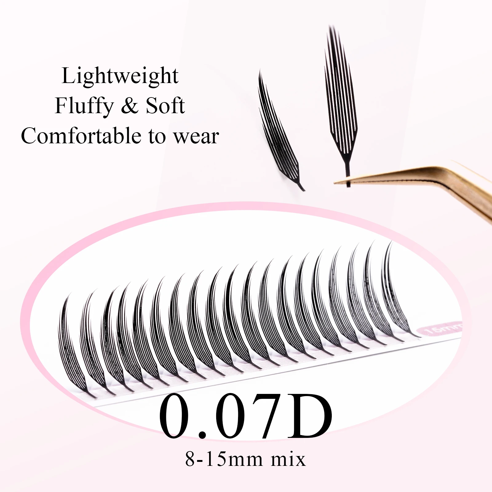 M LU Curl Manga Style Schmale Spire Vorgefertigte Fächer Wimpernverlängerungen Leichte Feder Anime Semi-Handgefertigte Spire-Cluster Blisterpackung – Detail 12