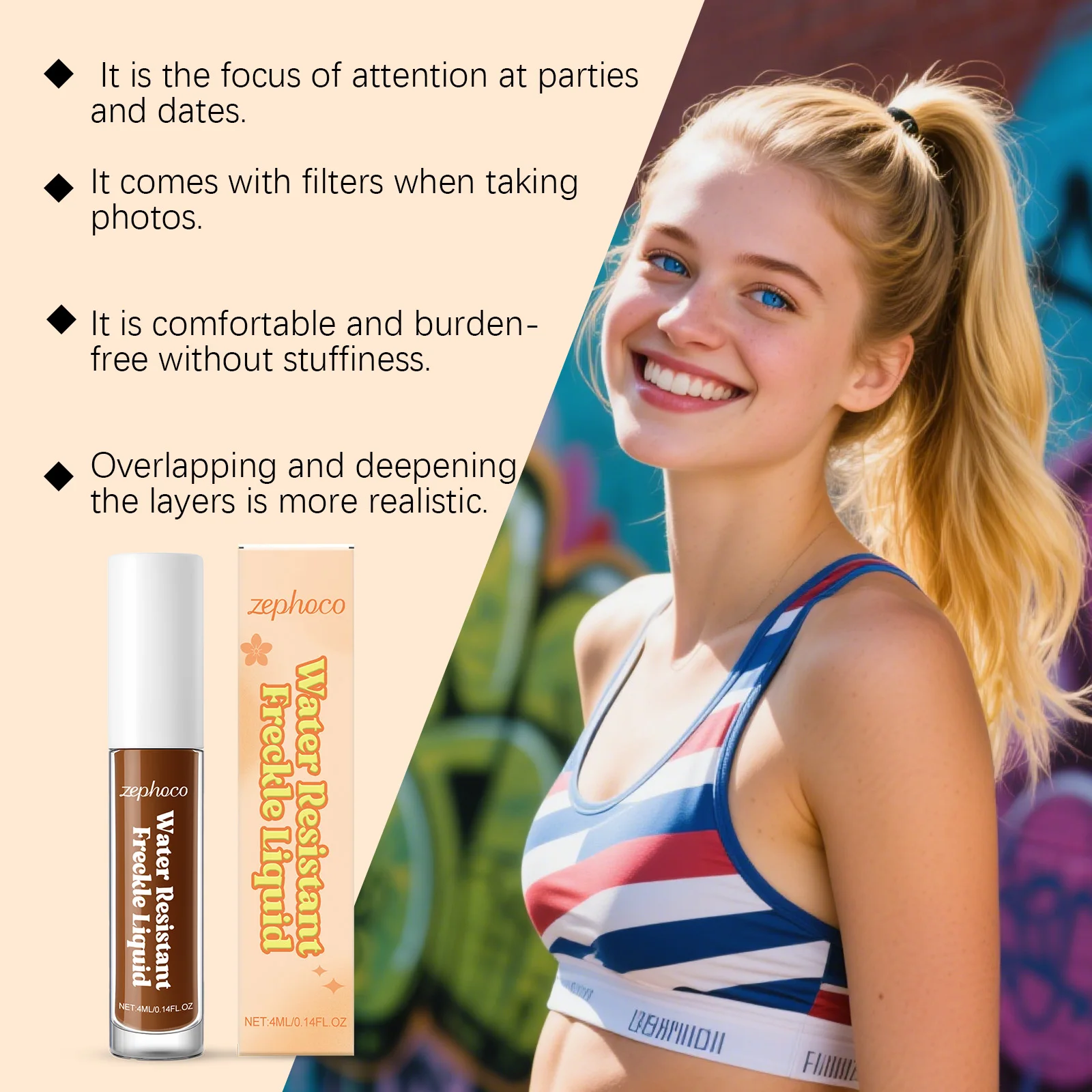 قلم النمش المزيف للوجه طبيعي مقاوم للماء محاكاة بقعة وهمية سهلة اللون قاعدة ماكياج سريع الجفاف طويل الأمد أداة تجميل 4 مللي #6