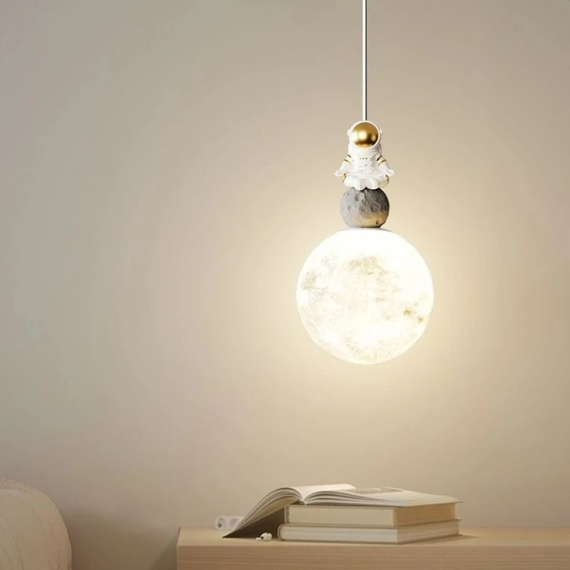 Modern Pendant Lamp Background Wall Light Cream Wind Moon Ball Astronaut Children's Room Bedroom Decoration Lighting Fixtures