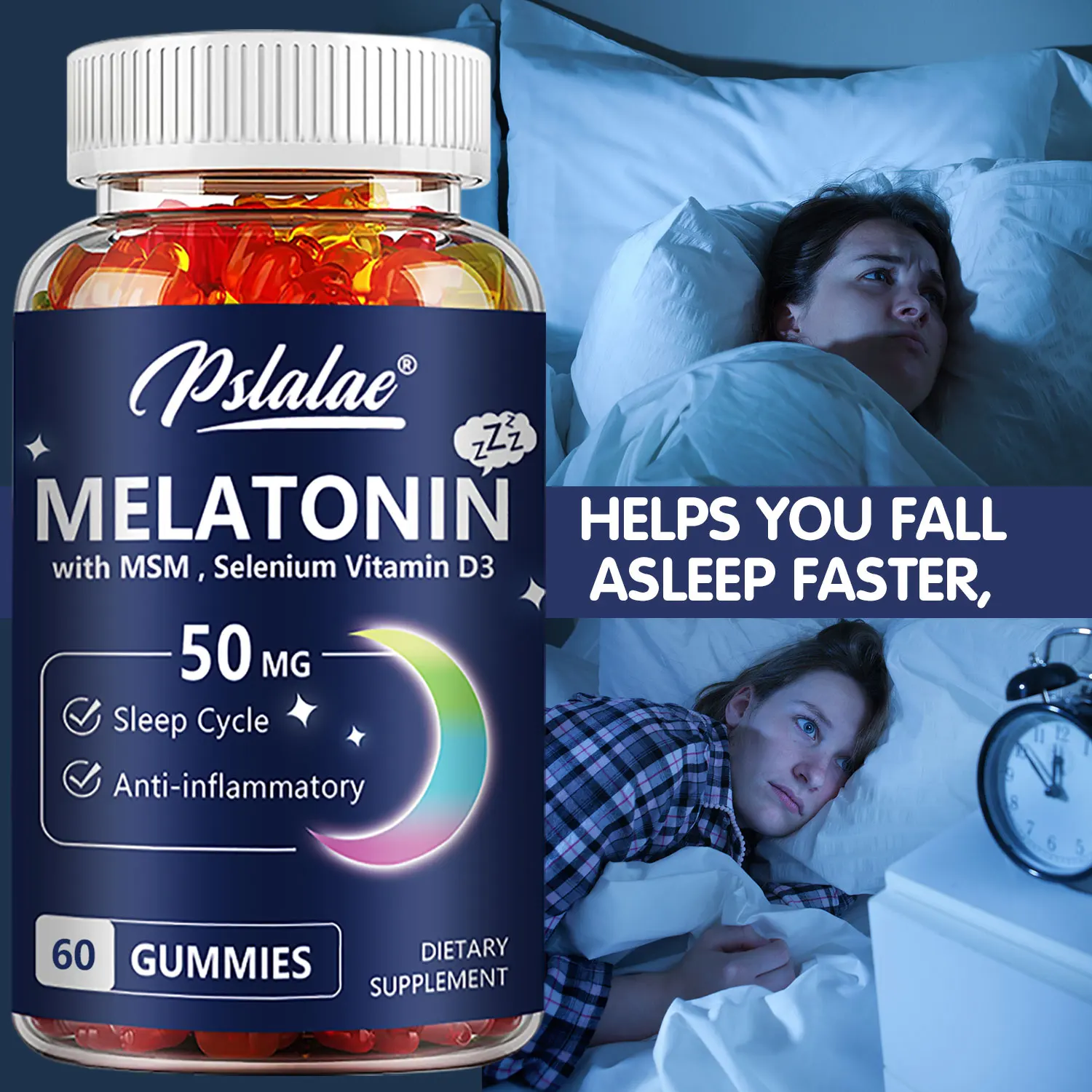 Melatonin Gummies - Helps Fall Asleep Faster, Improve Sleep Quality, Quick Dissolution, Regulate Biological Clock,Boost Immunity