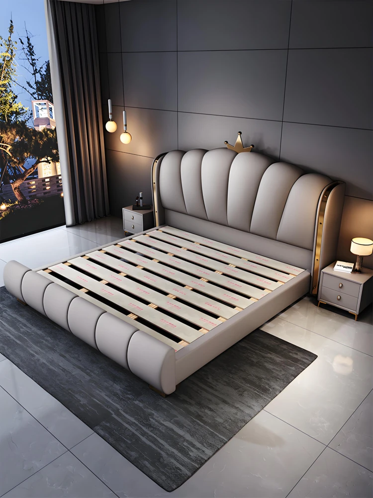 Luxury Soft Leather Double Bed Frame Modern Design Super-large Bed Frame Modern Style Luxury King Size Bedroom Furniture Set - view 3