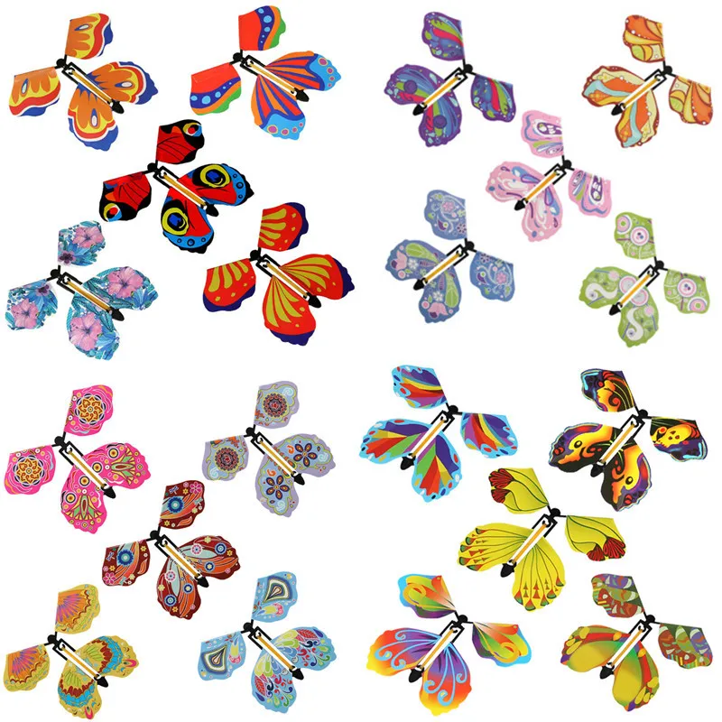 Magic Flying Butterfly Fairy Flying Toys Wind up Butterfly Toys Decoration for Bookmark Greeting Card Surpris Gift Party Favor