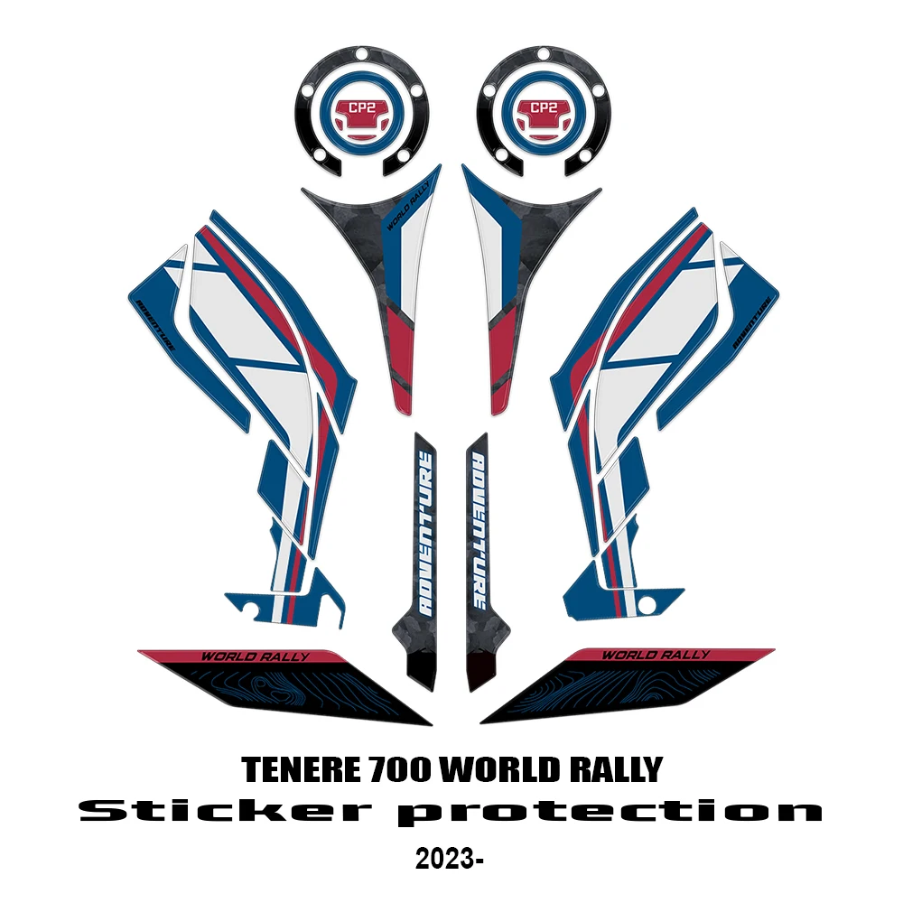 

For TENERE 700 Tenere700 XT700Z XTZ700 World Rally 2023-2024 Tank Pad Protective Sticker 3D Resin Decal Protection Kit
