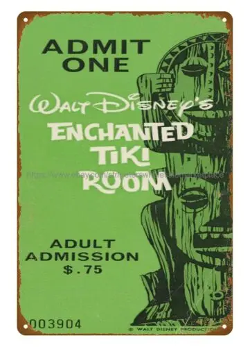 internal design1963 Enchanted Tiki Room Opening Year Adult Ticket metal tin sign