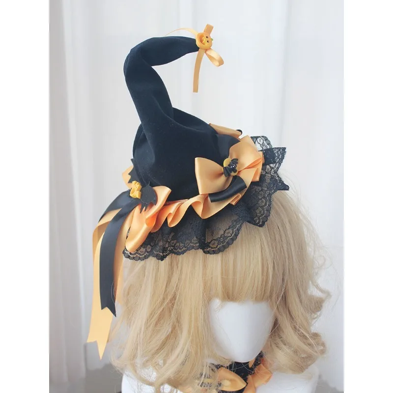 Original Handmade Devil Wings Halloween Hair Accessory Pumpkin Pointed Tip Magic Hat Witch Hat Children Witch Hair Accessory