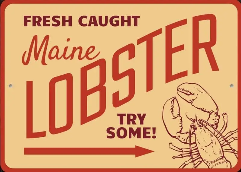 Maine Lobster Sign, Maine Seafood Decor, Maine Lobster Lovers Decor, Maine State Gift, Maine Eating Decor, Sign Outside Barn Gif