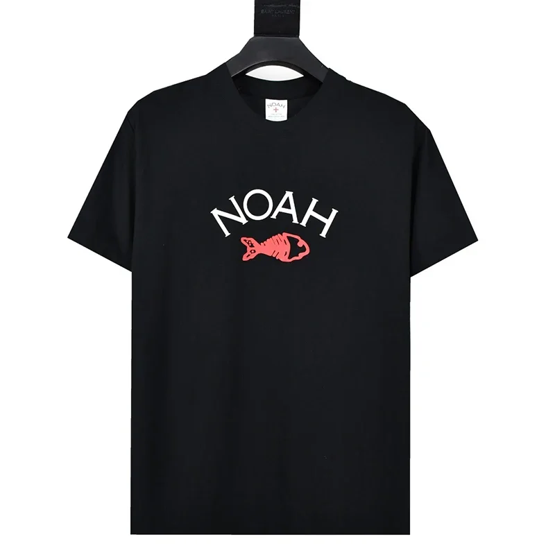 NOAH Arrival Black White 1:1 Cotton TEE Fishbone Printing Back Letter Logo Men Women Oversize O-Neck Street Short Sleeve T-Shirt