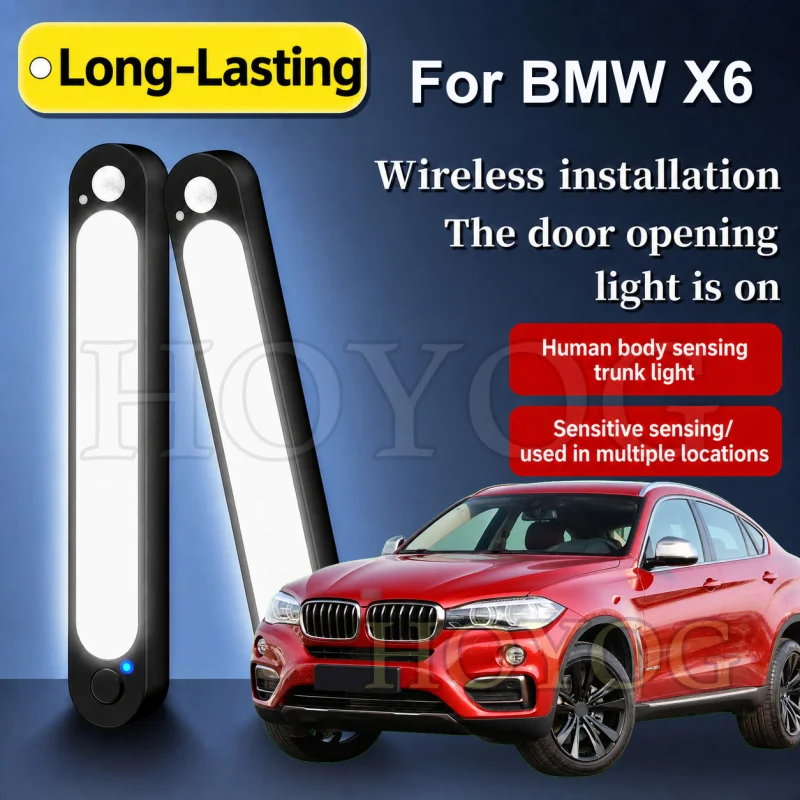 For BMW X6 2008-2026 Car Boot Light LED Lamp Motion Sensor Wireless Easy Install Camping Trunk Cargo Light SUV Interior Cabin