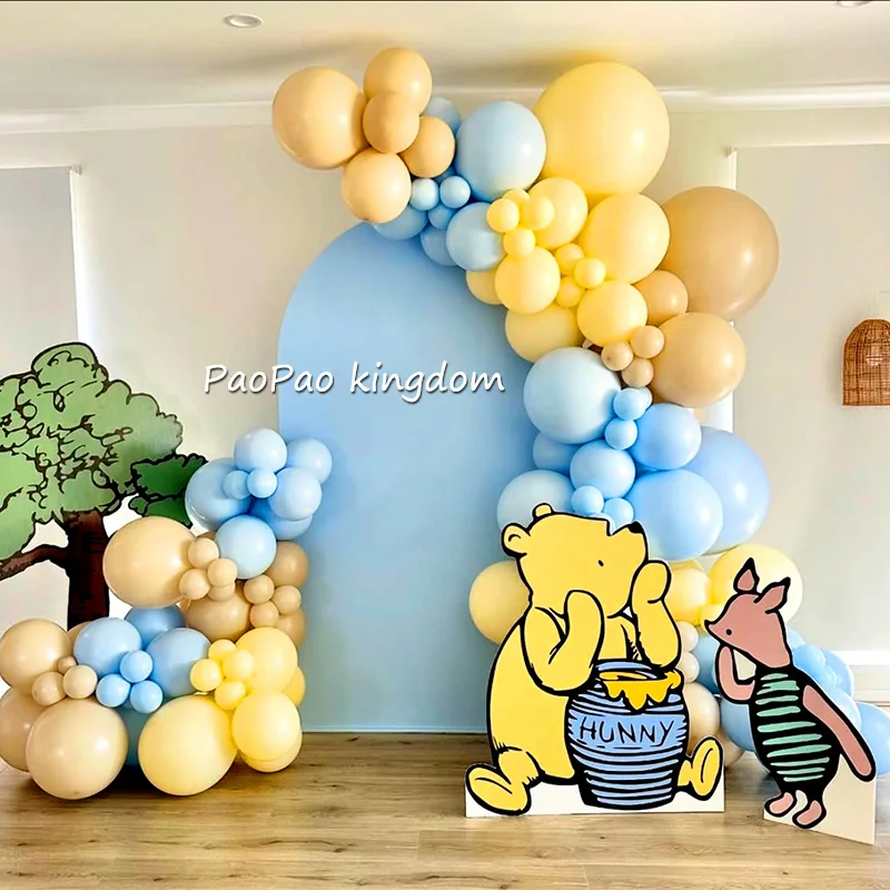 Guirnalda con tema de Anime Winnie The Pooh, globo de arco, decoración para fiesta de feliz cumpleaños, suministros de regalos para Baby Shower para niños