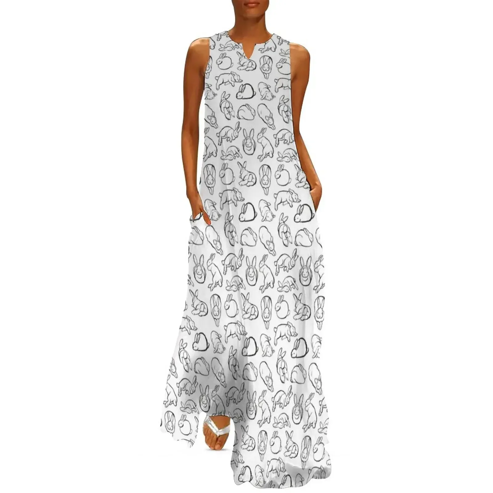

Sleeping Rabbits Long Dress clothes women's summer dress 2025 birthday dress