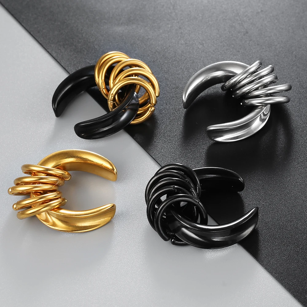 Twolobes 2PCS 316 Stainless Steel Ear Saddles with Loops Expander Piercing Women men Body Jewelry tunnels Stretcher