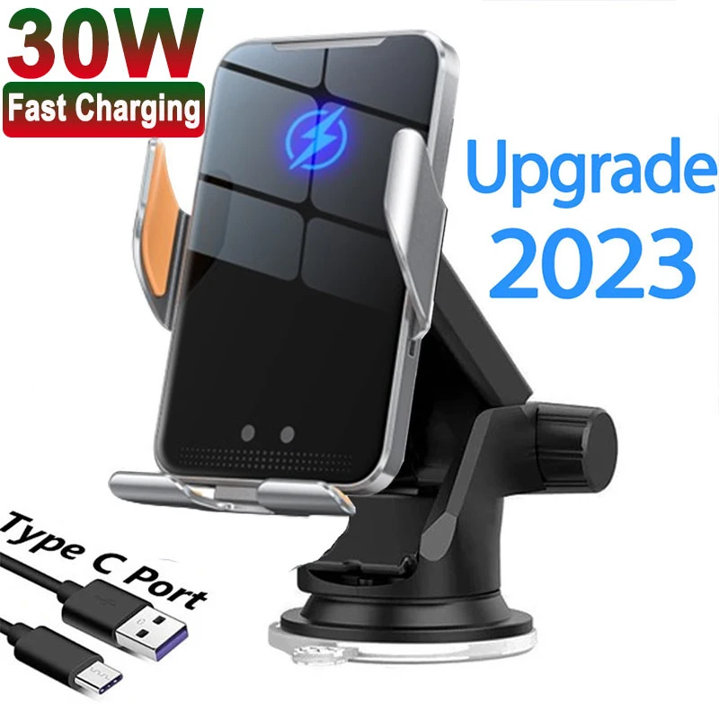 Automatic 30W Car Wireless Charger for iPhone 14 13 12 11 XR X Samsung Infrared Induction Fast Car Charging Phone Holder Mount 