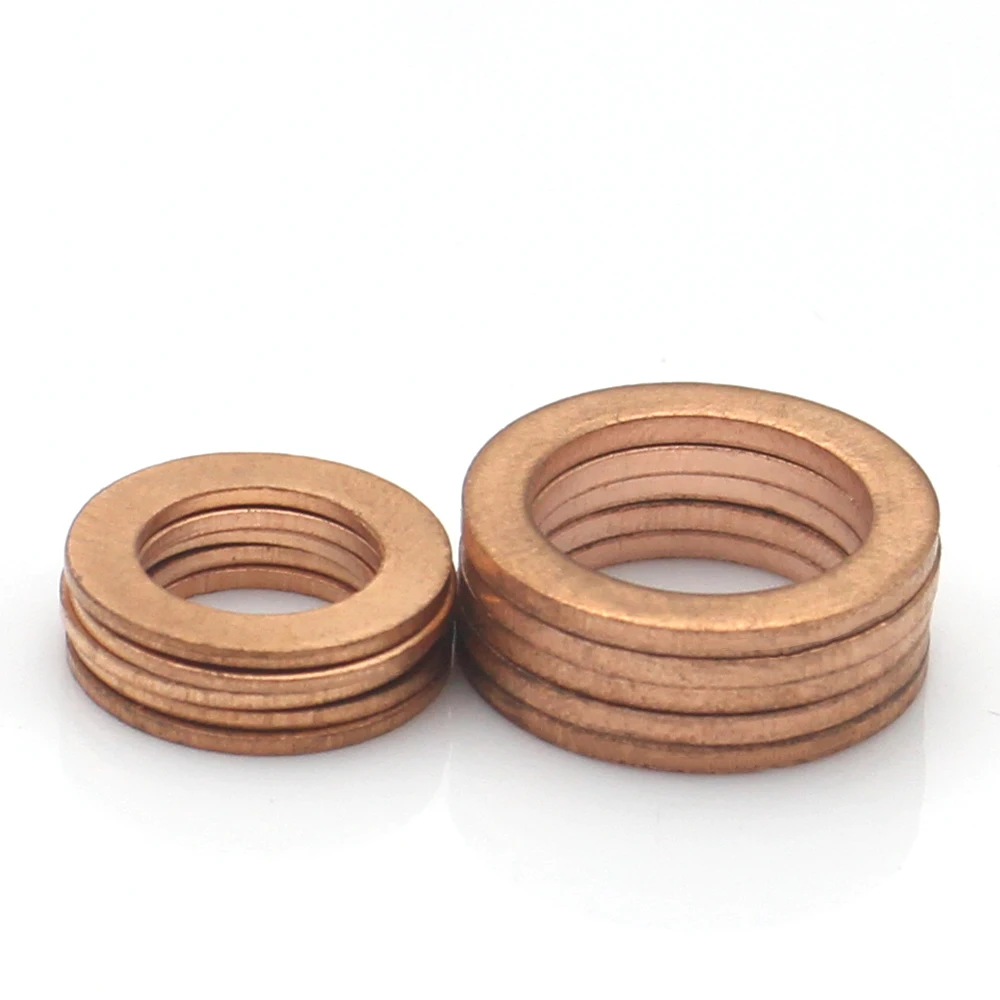 10pcs/lot M3 M4 M5 M6 M8 M10 M12 M14 M16 M18 M20 Copper Flat Washers Sealing Rings Annealed Metal Gaskets for Marine Instruments