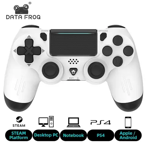 DATA FROG 블루투스 호환 게임 컨트롤러, PC 듀얼 진동 조이스틱, IOS, 안드로이드용, PS4, 슬림, 프로 무선 게임패드