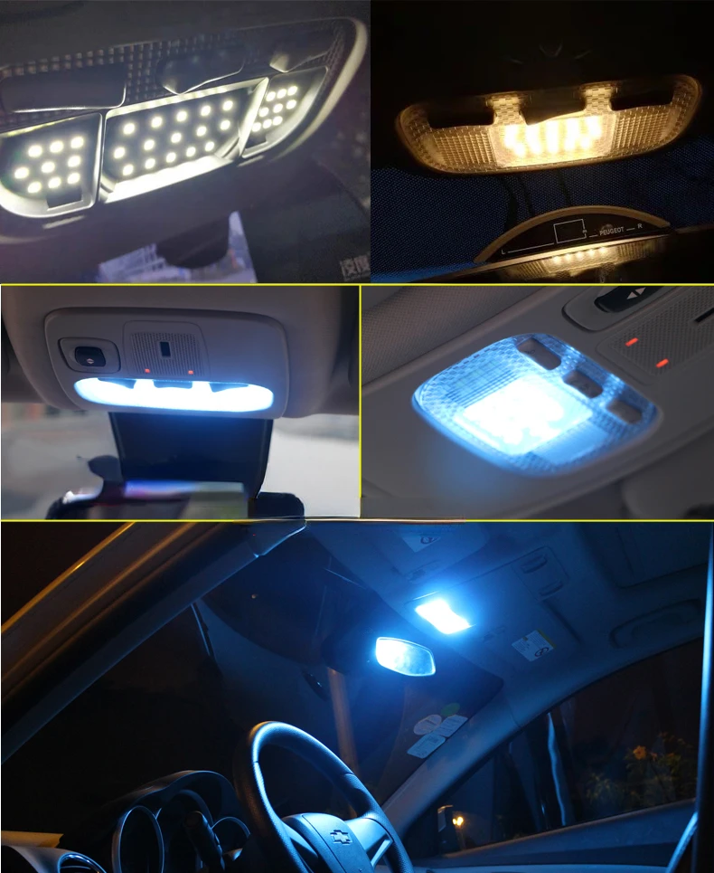 6 stücke Led Innen Lesen Licht Lampe Für PEUGEOT 206 308 3008 408 508 Für CITROEN C5 Dach LED Lampe ersetzen Zubehör – Detail 1