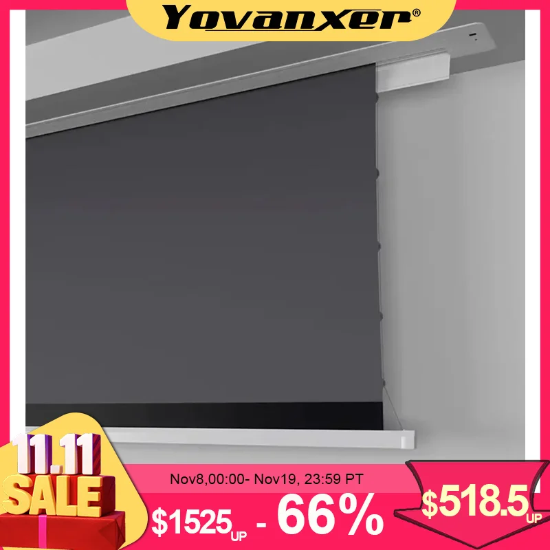 スマート電動天井プロジェクタースクリーン,ブラックダイヤモンドカーテン,電動,タブテンション,天井マウント,8k,3D
