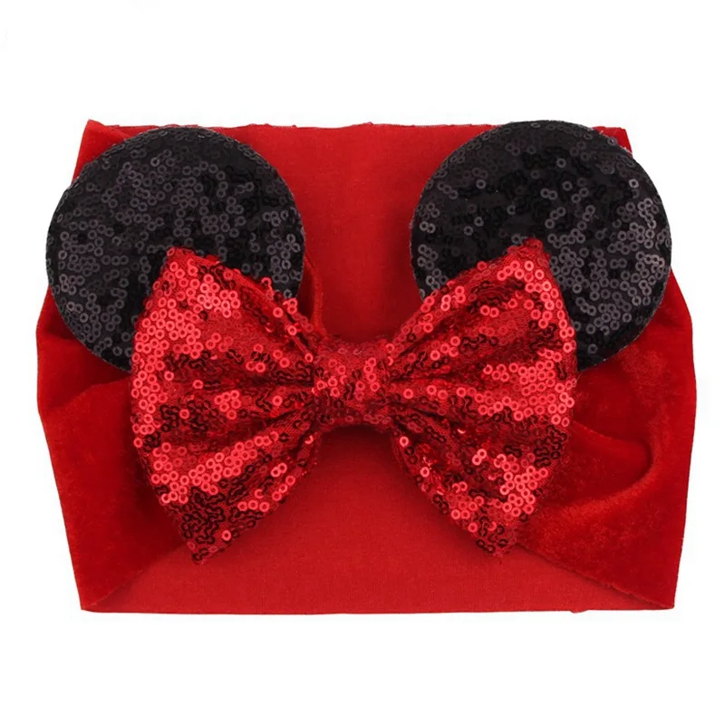 

Huavista 10pcs Sequins 5"Hair Bow Mouse Ears Headband Soft Elastic Hair Bands DIY Girls Baby Headwrap Hair Accessories