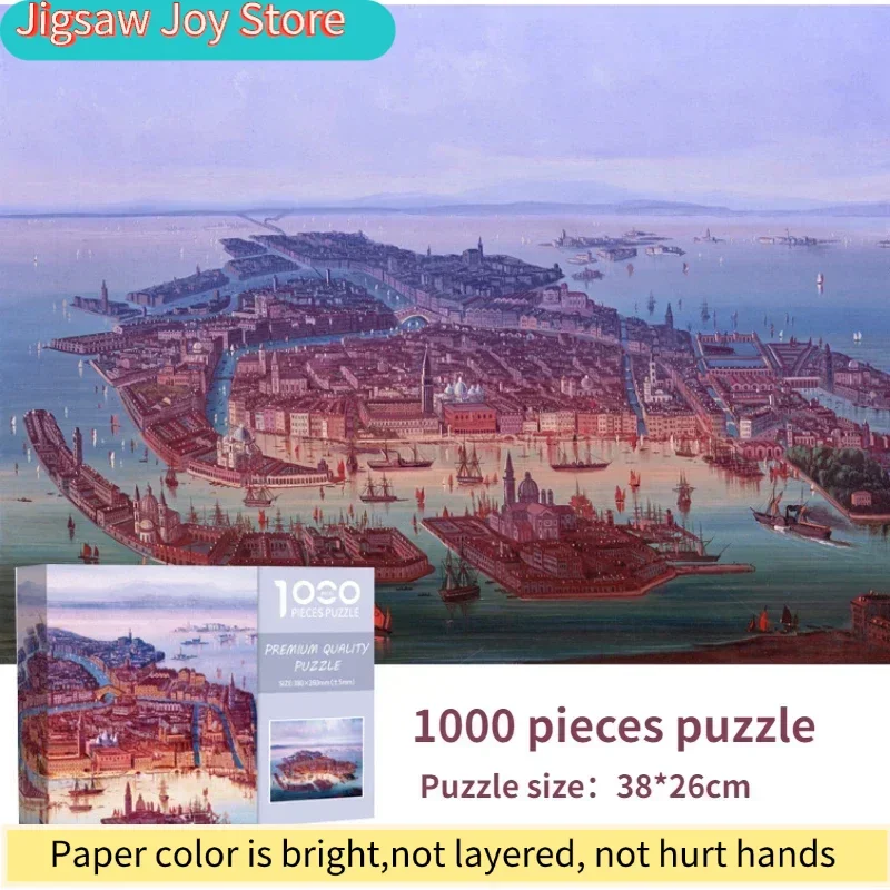 

38*26cm Adult 1000 pcs Mini Jigsaw Puzzle Aquatic City Beautiful Landscape Paintings Stress Reducing Toys Christmas Gifts