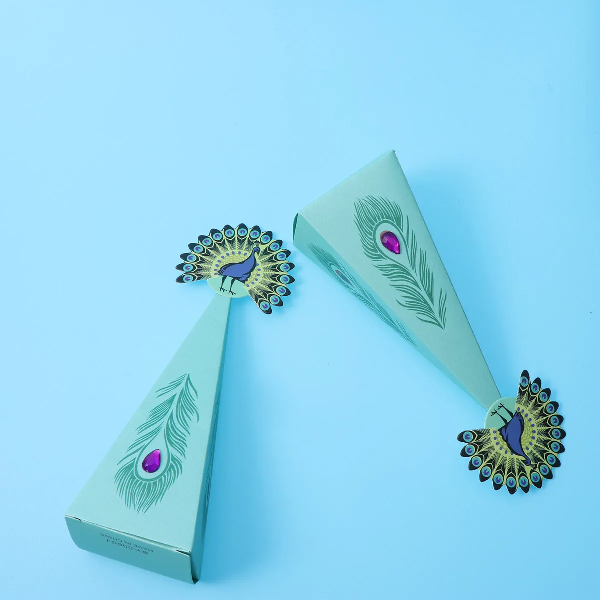 20 Cajas de Regalo en Forma de Pirámide con Diseño de Pavo Real para Bodas, Cajas de Chocolate para Recuerdos de Fiesta, Empaque Decorativo de Papel Premium Seguro