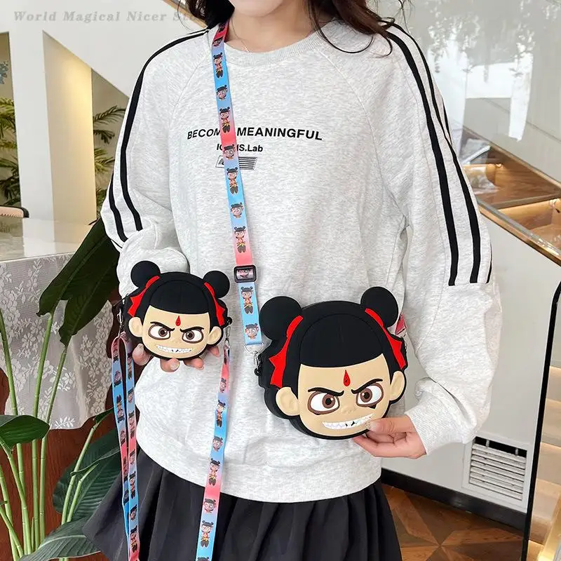 Ne Zha 2 Peripherals Backpack Cartoon Anime Movies Nezha Birth of The Demon Key Card Bag One Shoulder Crossbody Bag Gift
