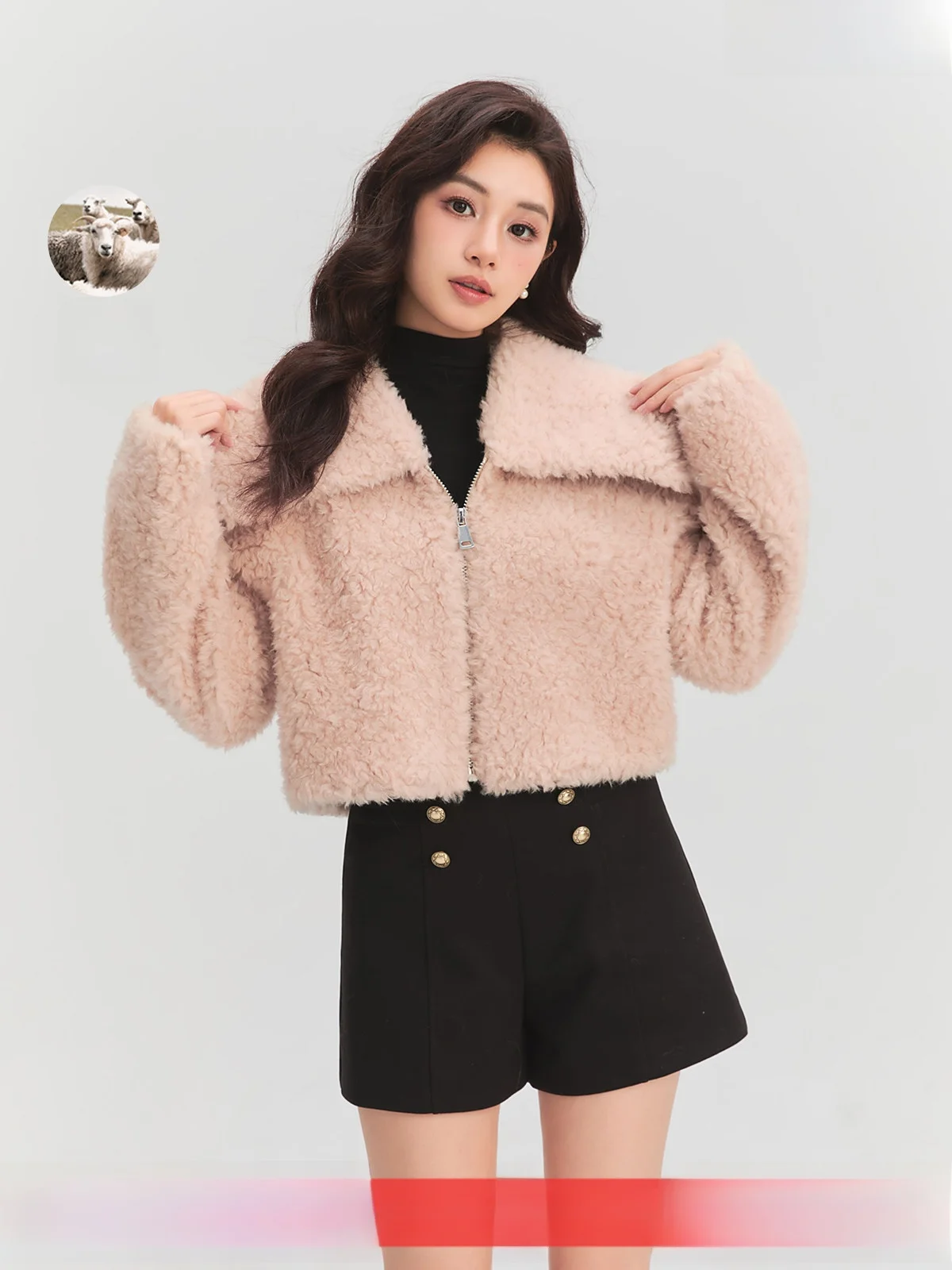 

Fur And Wool Inteated ort Jaet Women's Autumn Winter New Sle Small Size High-End Feeling Top One-T Brand 00 Wool