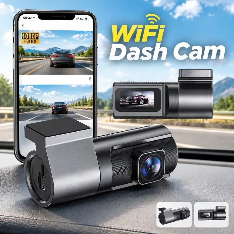Lipstick Style Dash Cam WiFi Interconnection Dual Front Rear Recording No Screen USB Vehicle Video Recorder Auto Monitoring