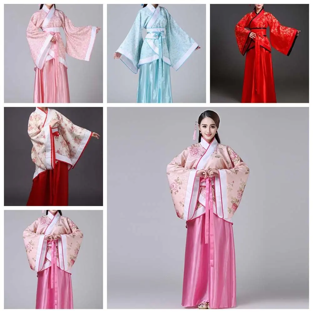 Stage Costumes Chinese Hanfu Skirt Flower Embroidery Han Tang Dynasty Chinese Ancient Dress Oriental Fairy Princess