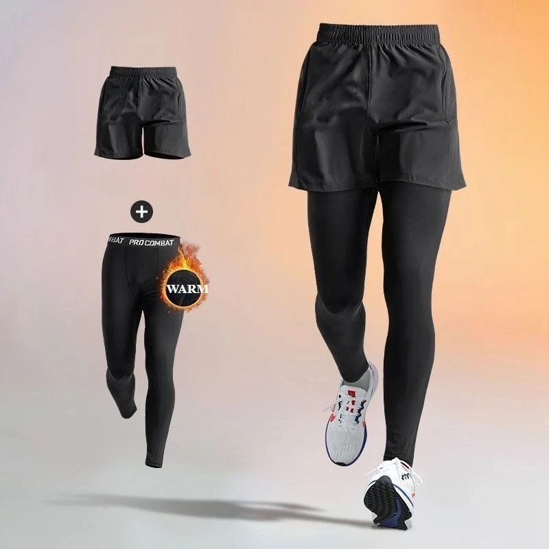 Autumn Running Fleece Pants for Men's Autumn Marathon Professional Sports Tight Running Quick Drying Joggers Jogging Pants Men