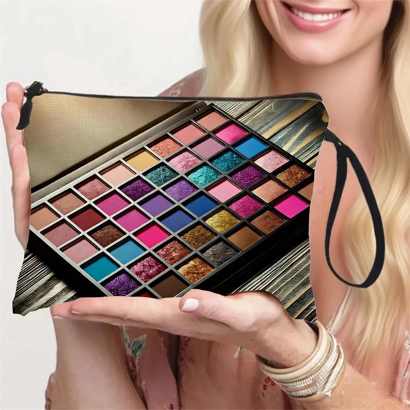 Eyeshadow Palette Case Suitable for Wood Board Storage Box - Zippered Portable Makeup Organizer with Top  Lightweight Cos