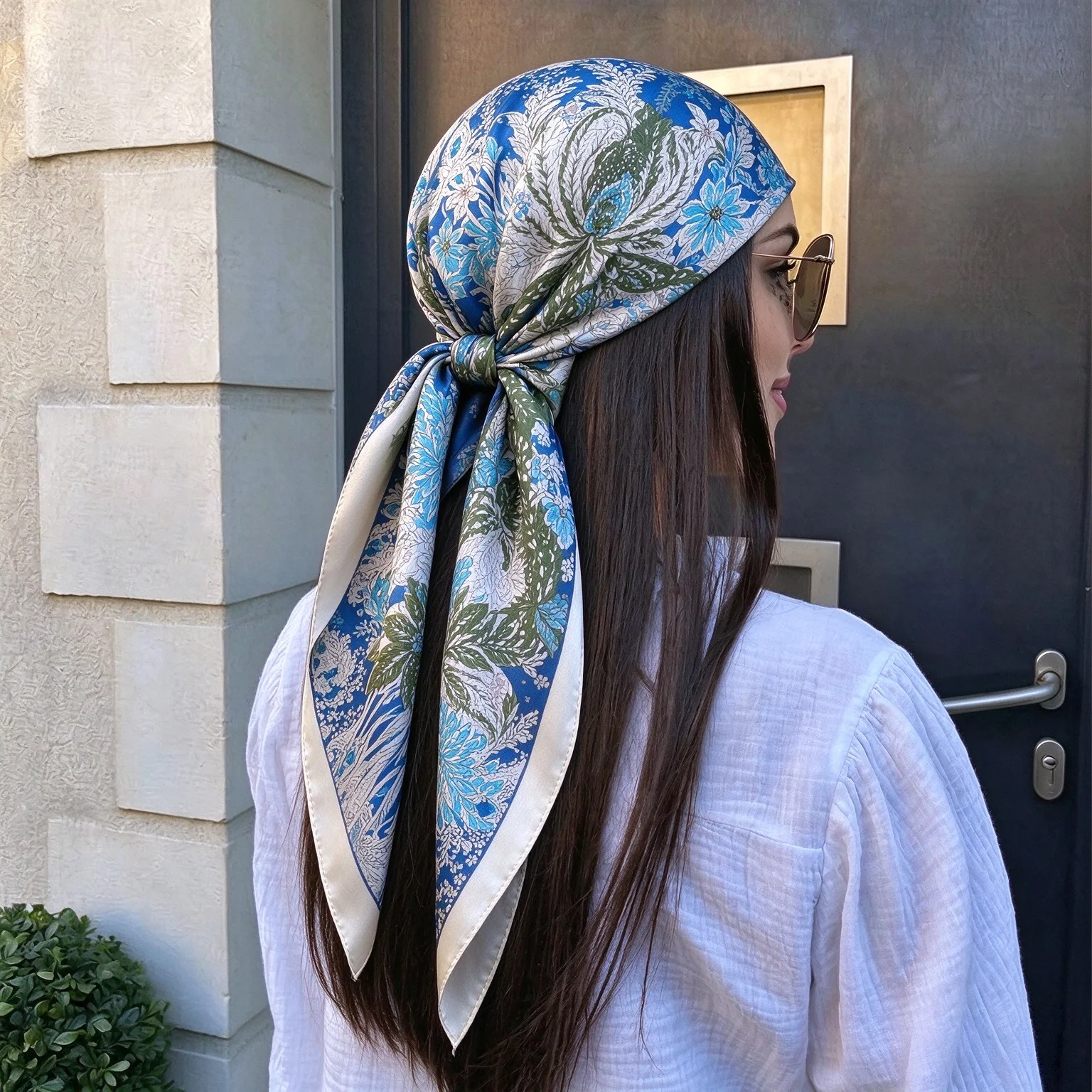 Luxury 90cm Twill Square Scarf For Women Fashion Print Hair Band Hijab Foulard Sunsceen Neckerchief Shawl Wraps Echarpe
