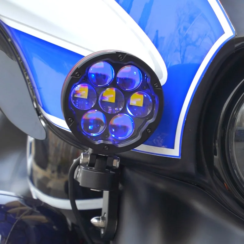 For 280W LED Spotlight Kit W/ 6-Color Smart Strobe & 7 Lens for HD Street Glide/Electra Glide-Inc. Bracket & CAN Wiring