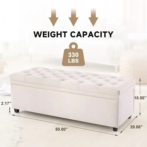 Storage Ottoman Bench, Tufted Ottoman with Storage for Living Room, Large Modern Entryway Benchs