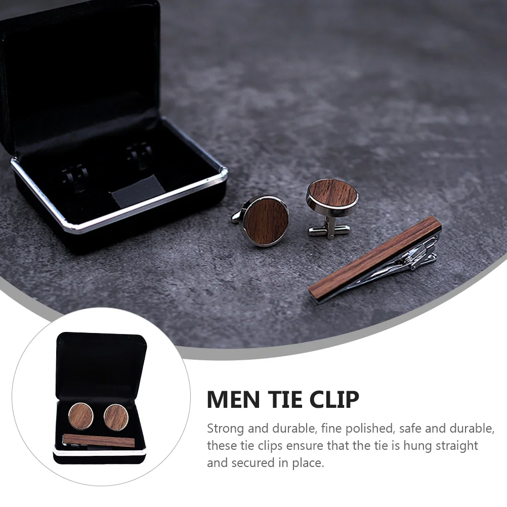 Clothing Fasteners Tie Pin for Men Clip Cufflinks Sturdy Necktie Fixing Button Fashion Alloy Walnut Male Father