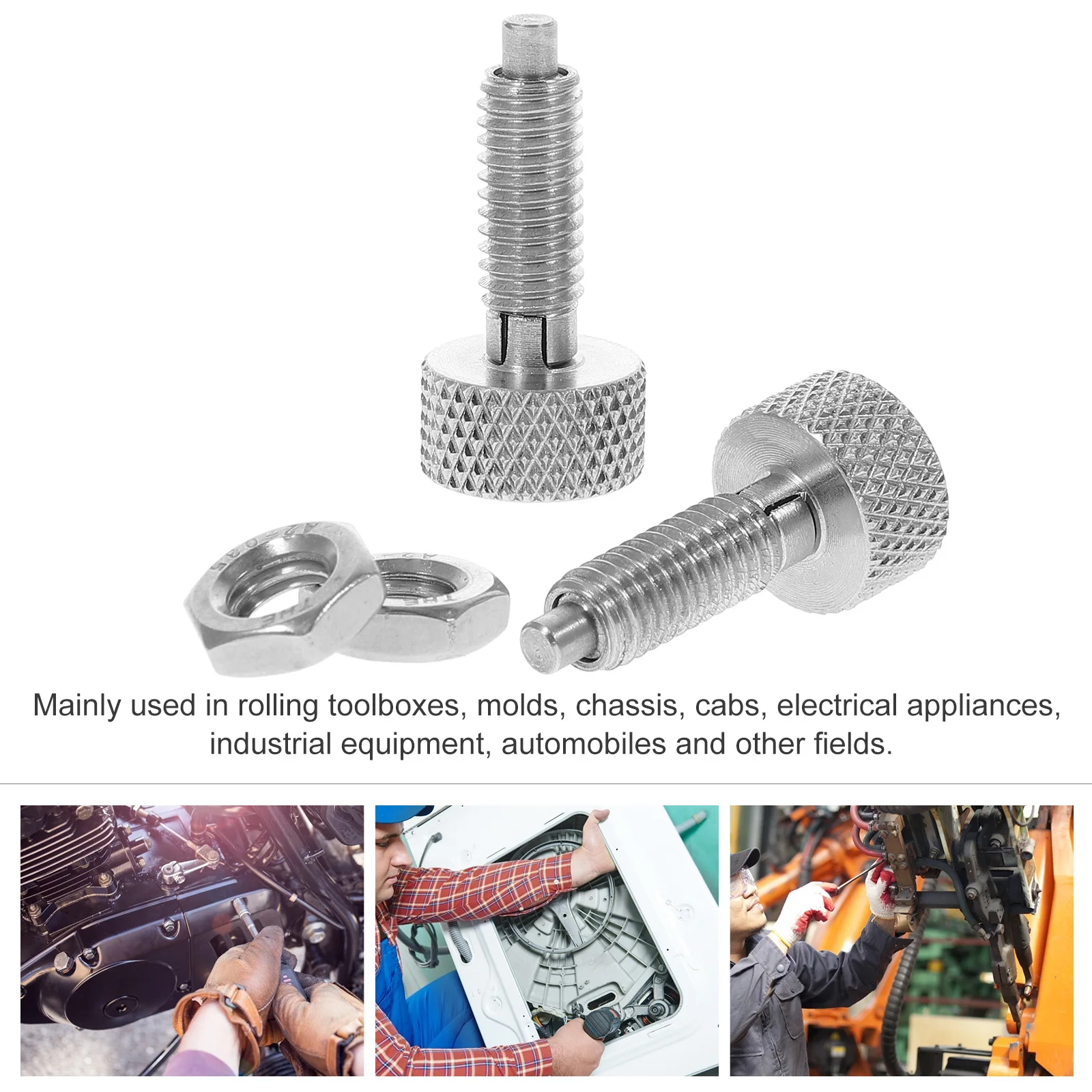 

2PCS Stainless Steel Plunger Knobs Retractable Spring Loaded Knurled Handle Toolbox Accessories M6 Practical Easy