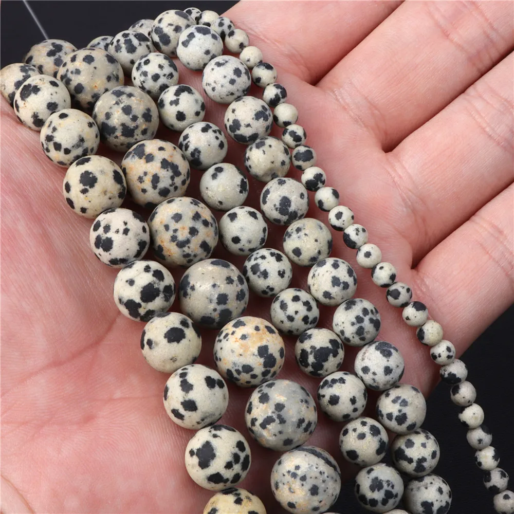 Natural Dalmation Jaspers Stone Bead Round Tube Square Shape Loose Beaded Fit Jewelry Making Accessories Diy Bracelets Necklace