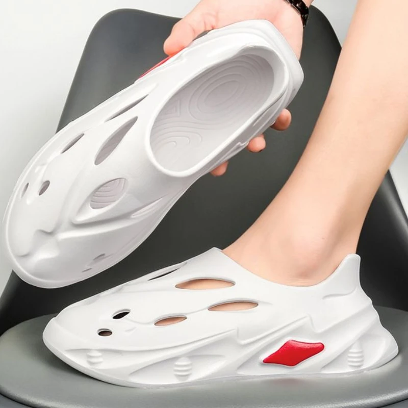 

Оригинальные дышащие мужские сандалии с закрытым носком и платформой, роскошные дизайнерские удобные повседневные летние туфли из ЭВА 2023 года с отверстиями для мужчин