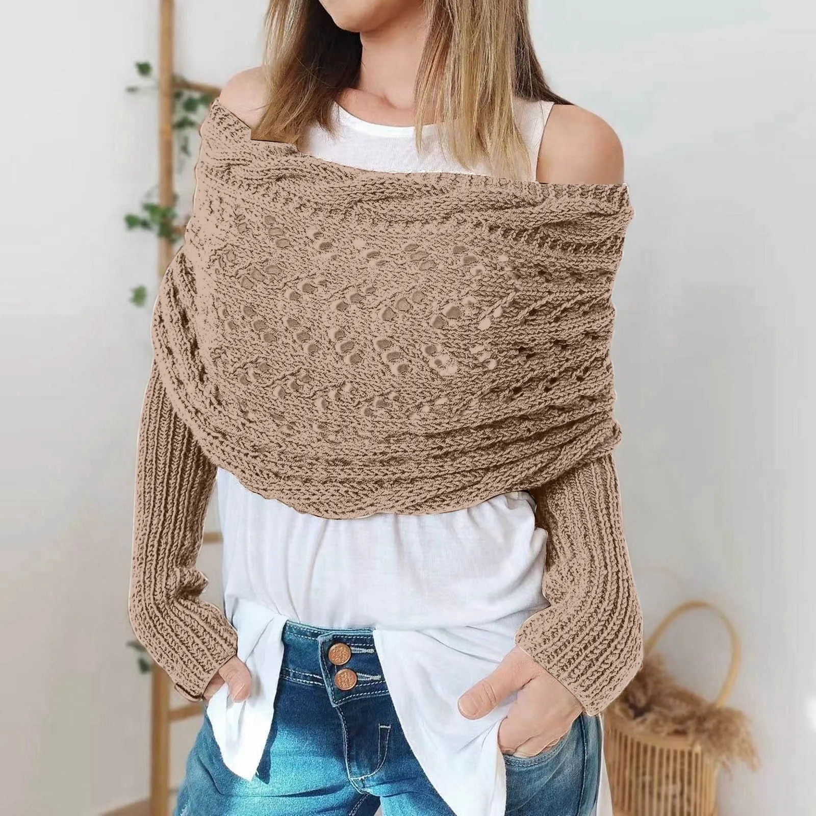 

Women's Fashion Casual Autumn Winter Outdoor Solid Color Wool Hollow Casual Scarfs for Women Blanket Scarves for Women