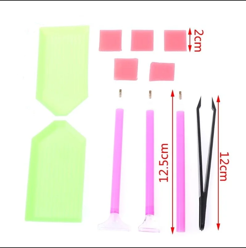 21Pcs Diamond Painting Cross Stitch Tool Kit Tray Sticky Pen Tweezers DIY Craft