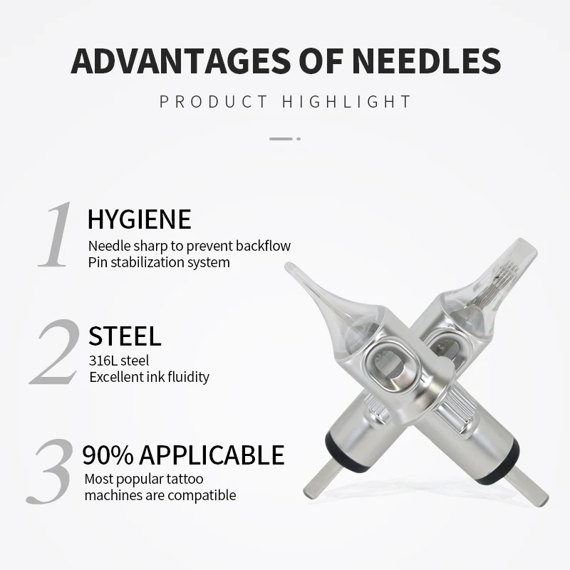 

10pcs SilveTattoo Cartridge Needles Permanent Makeup RL/RH/M1/RS/F Disposable Cartridge Needles For Universal Tattoo Machine Pen