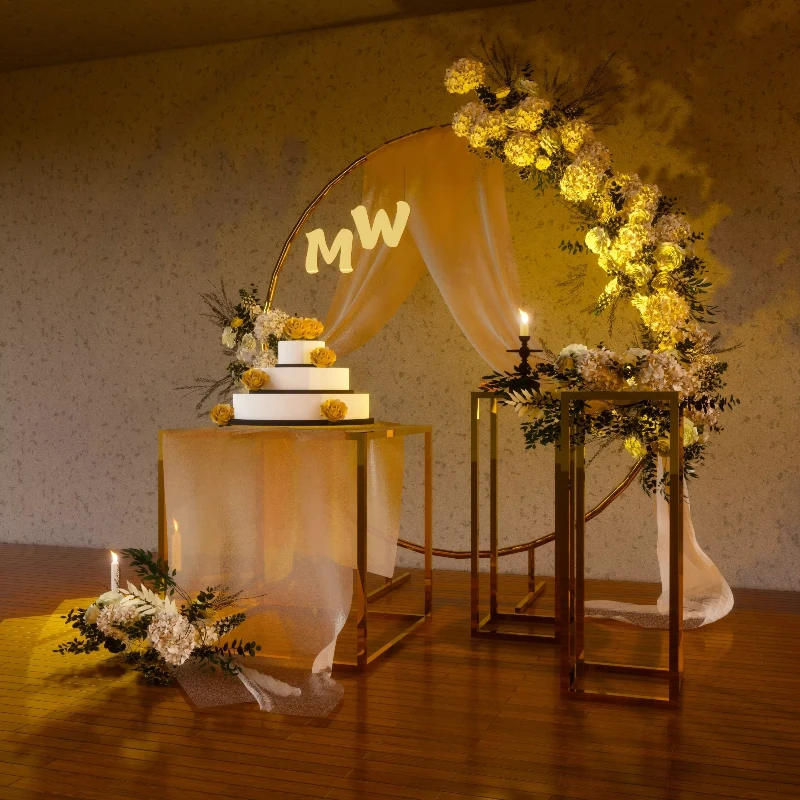 금속 웨딩 배경 아치 웨딩 장식 금속 로그인 사용자 정의 웨딩 사진 부스 금속 디스플레이 랙