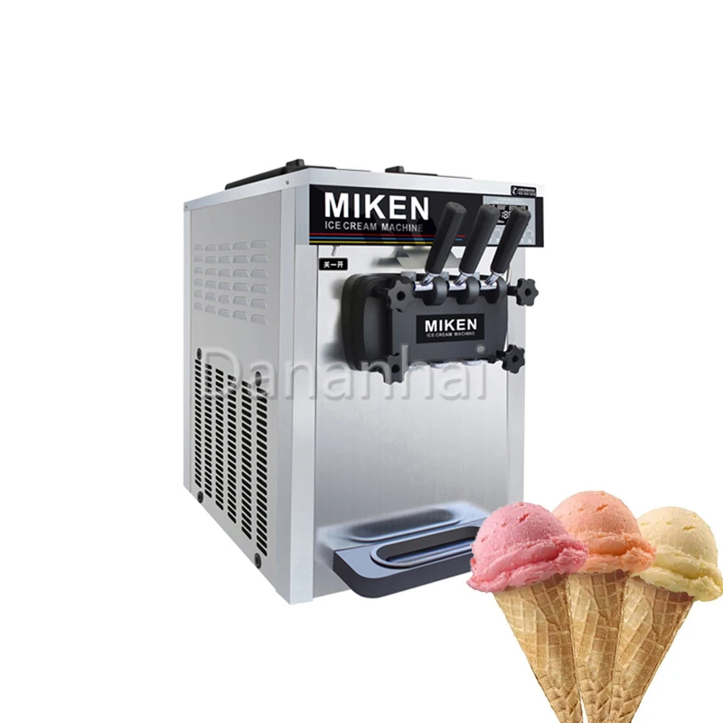 New Fully Automatic 18-20L/H Soft Ice Cream Machine Desktop Three Color Intelligent Frozen Yogurt Machine