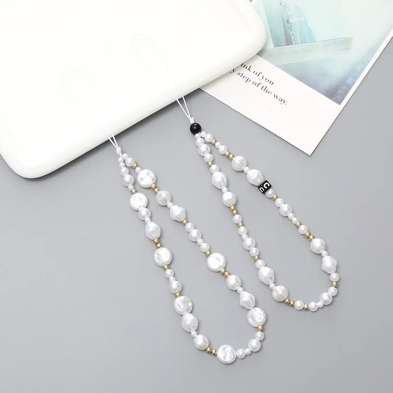 Xiaoxiangfeng Pearl Mobile Phone Chain, Short Shell Pendant, Anti-fall Wrist Strap, Female