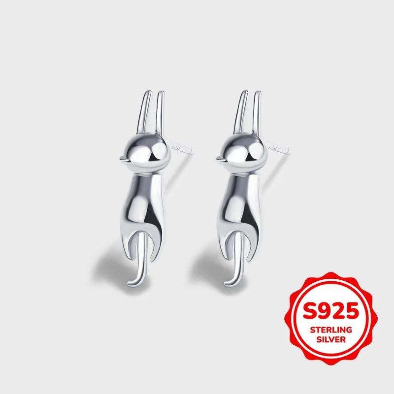 

Cartoon Cute Authentic S925 Silver Animal Glossy Earrings