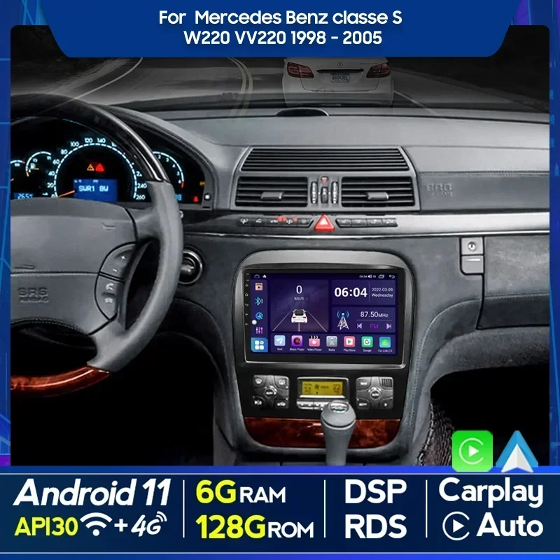 For Mercedes Benz classe S W220 VV220 1998-2005 2din Android 12.0Car Radio Multimedia Video Player GPS Navigation 4G Carplay