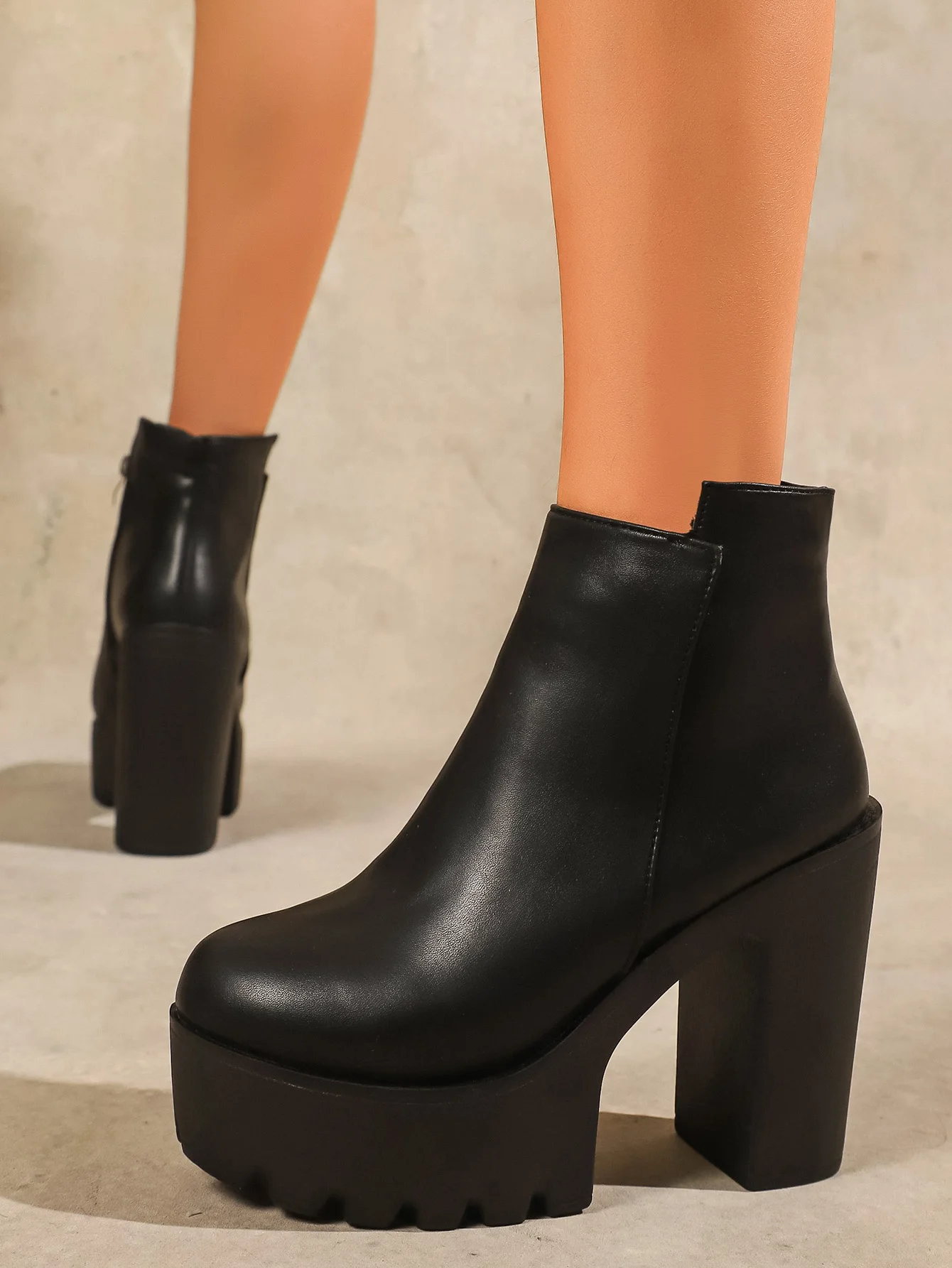 2025New Super High Heel Stiefel Hohe Ferse Schuhe Starke Ferse Kurze Stiefel Herbst Winter Wasserdichte Plattform Einzigen Frauen Stiefel – Detail 12