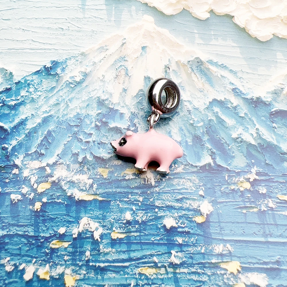 Charm Pendant Pink Pig Women 2024 Summer Brand New Cute 925 Sterling Silver Animal Gift