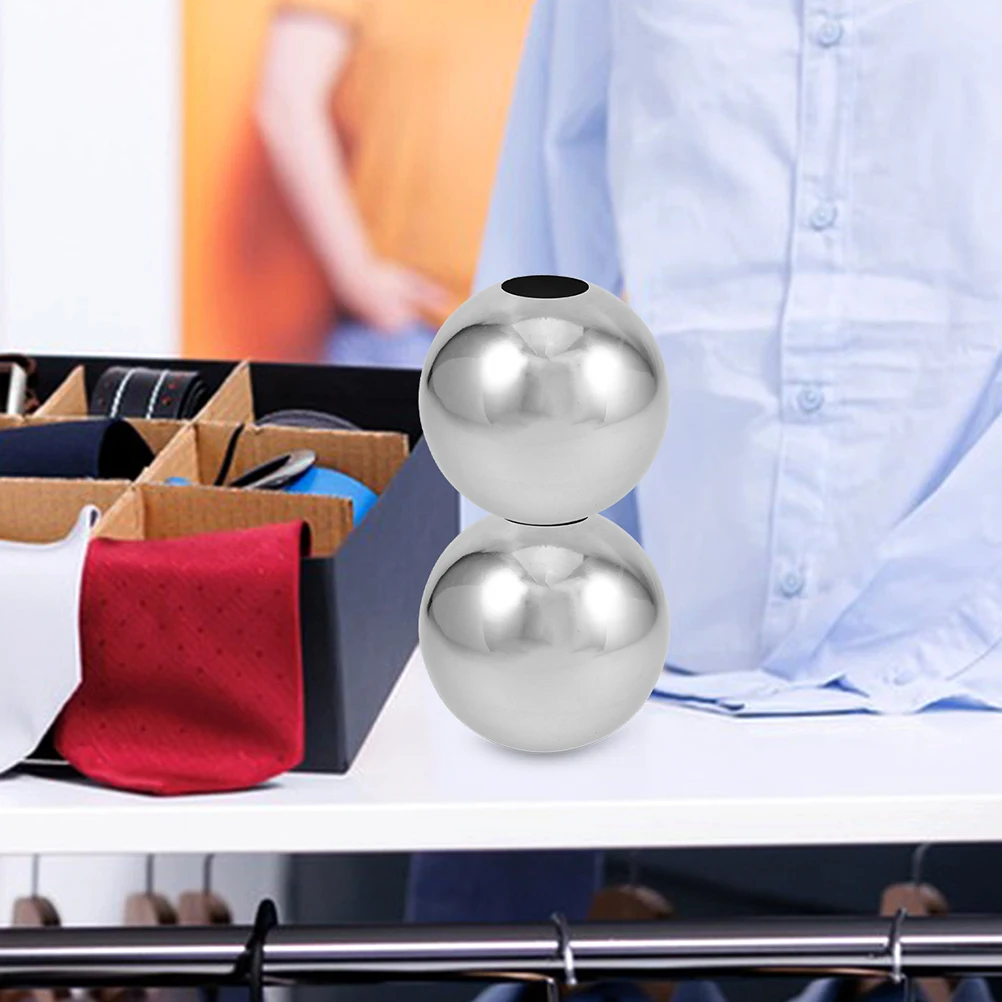 

2Pcs Stainless Steel Hollow Reflective Balls Dual Holes 7.6cm Diameter Garden Decorative Spheres Outdoor Outdoor Garden Decor